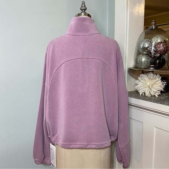 Lululemon Brushed Softstreme Half Zip Hoodie Pullover Rose Blush Size 12 NWT - Picture 7 of 16